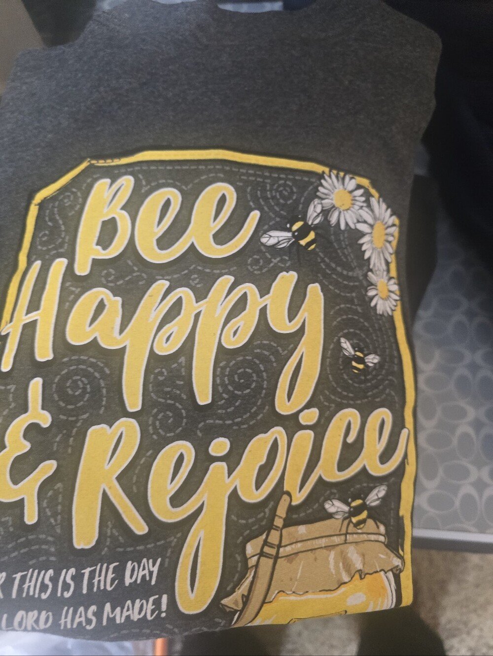 Bee Happy & Rejoice Grey Graphic Women's Tank Top